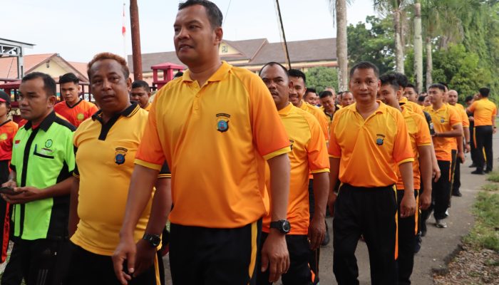 Olahraga Bersama Forkopimda dan Stakeholder, Polres Nias Perkuat Sinergi Menuju May Day Aman