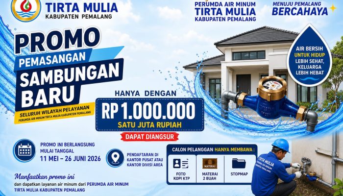Perumda Tirta Mulia Pemalang Buka Promo Sambungan Air Rp1 Juta