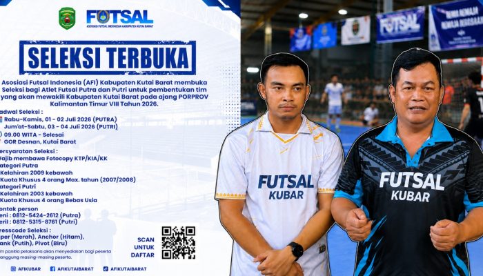 Seleksi Terbuka Atlet Futsal Porprov 2026 Digelar Awal Juli, AFI Kubar Bidik Target Emas