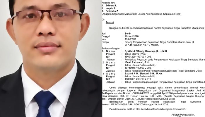 Fatiziduhu Zai Bantah Tudingan Laporkan Kajari Gunungsitoli dan Kasi Pidsus di KEJATISU
