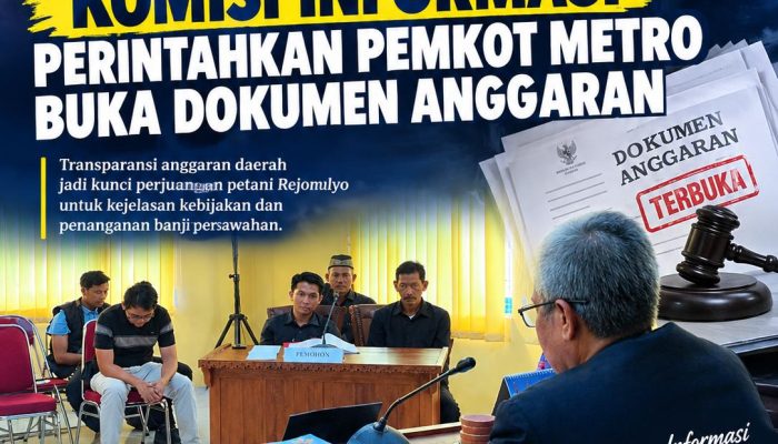 Komisi Informasi Kabulkan Permohonan Petani, Pemkot Metro Diminta Buka Dokumen Anggaran
