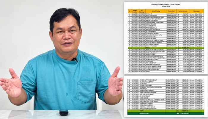 KONI Kubar Salurkan Rp1,993 Miliar Dana  TC Tahap II untuk 50 Cabor Jelang Porprov